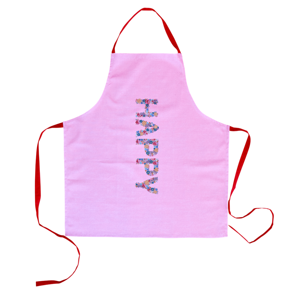 Apron With Happy Pink Print By Rice DK